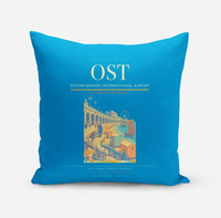 Thumbnail for Ostend-Bruges International Airport (OST) design on turquoise pillow