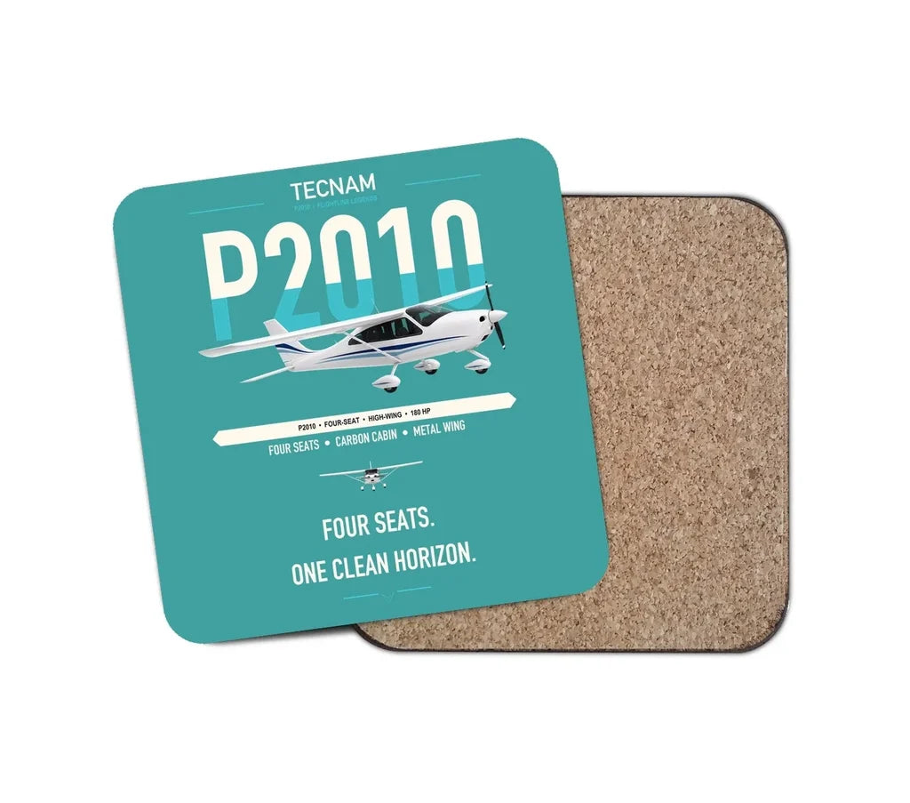 Tecnam P2010 design on turquoise 1 piece coaster