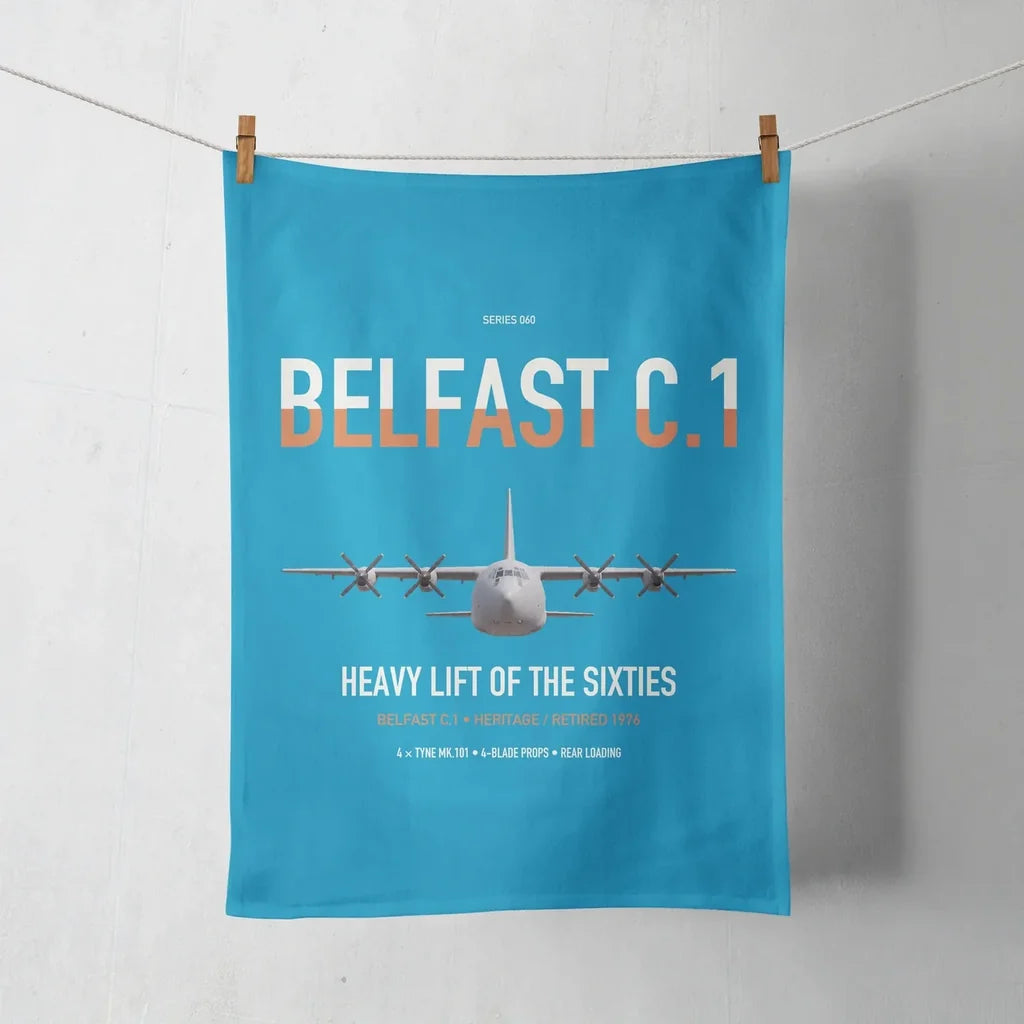 Short Belfast C.1 design on turquoise towel