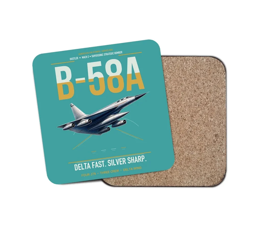 B-58A Hustler design on turquoise 1 piece coaster