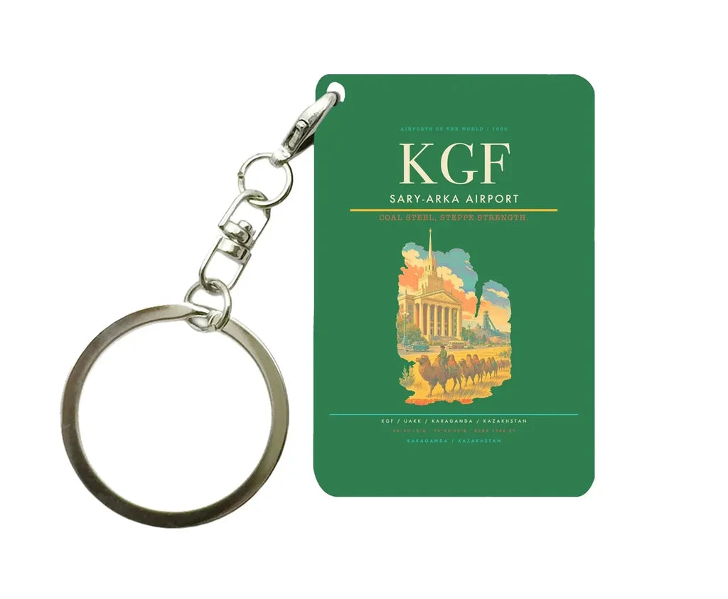 Sary-Arka Airport (KGF) design on green key chain