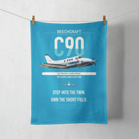 Thumbnail for Beechcraft King Air C90 design on turquoise towel
