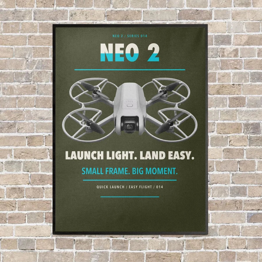 DJI Neo 2 vertical canvas print - framed - green army background