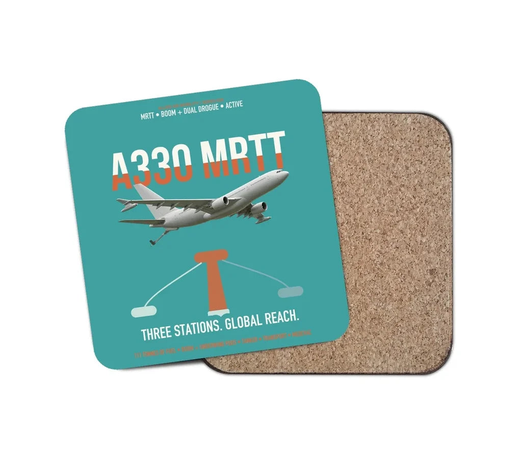 Airbus A330 MRTT design on turquoise 1 piece coaster