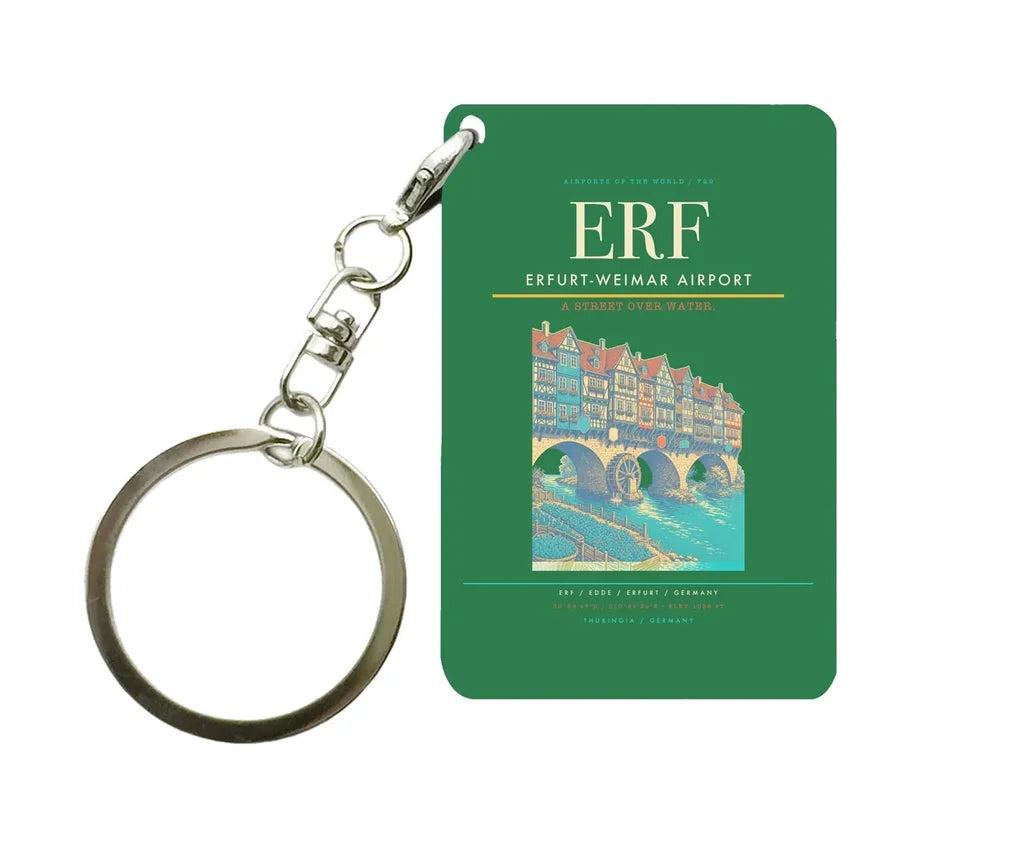 Erfurt-Weimar Airport (ERF) design on green key chain
