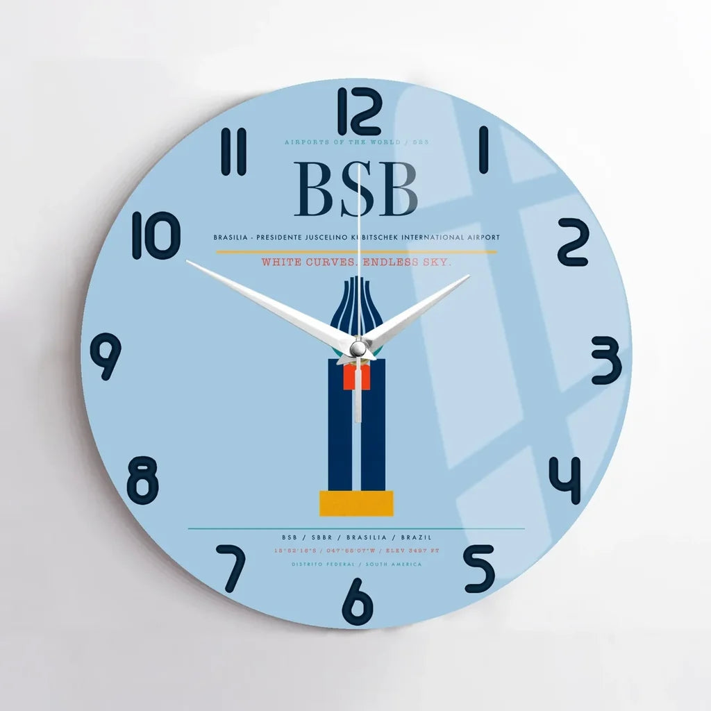 Brasilia - Presidente Juscelino Kubitschek International Airport BSB Wall-Clock No-Frame - Light Blue