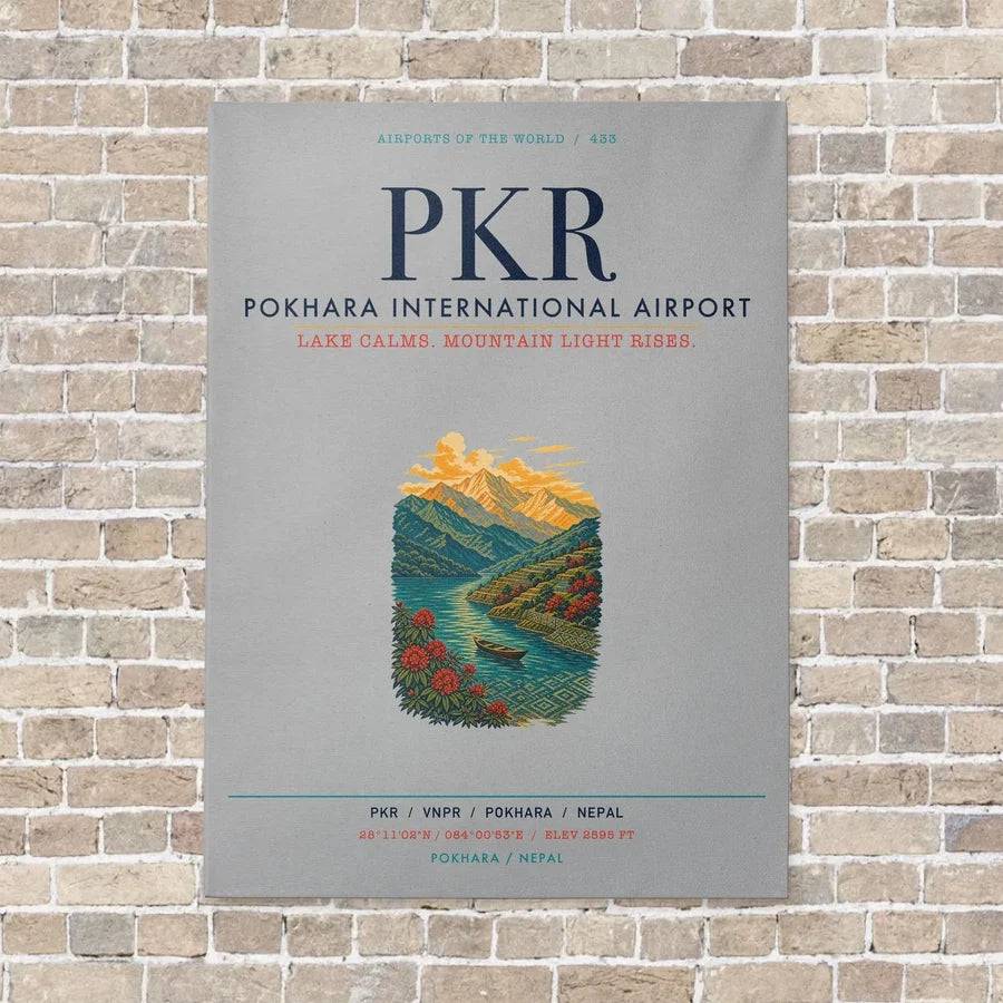 Pokhara International Airport PKR vertical canvas print - no frame - light gray background