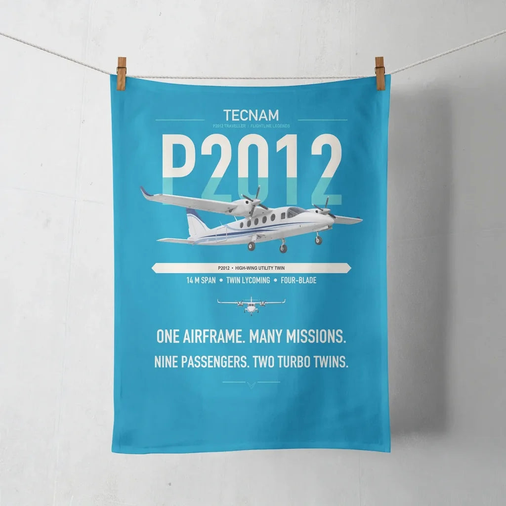 Tecnam P2012 Traveller design on turquoise towel