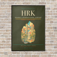 Thumbnail for Kharkiv International Airport HRK vertical canvas print - framed - green army background
