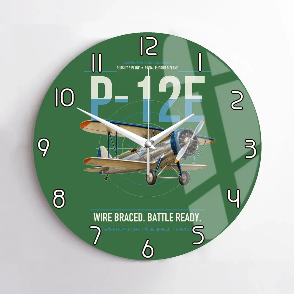 Boeing P-12E design on green no frame wall clock