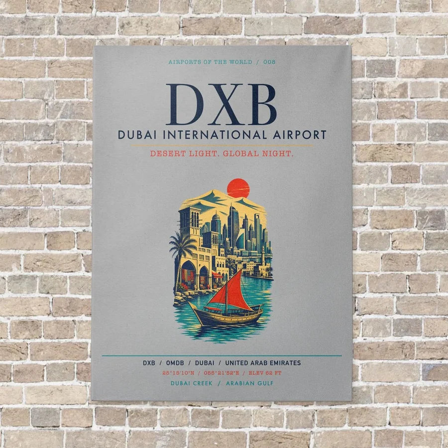 Dubai International Airport DXB vertical canvas print - no frame - light gray background