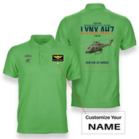 Thumbnail for Westland Lynx AH7 design on light green+name double-side polo t-shirt, double-side print
