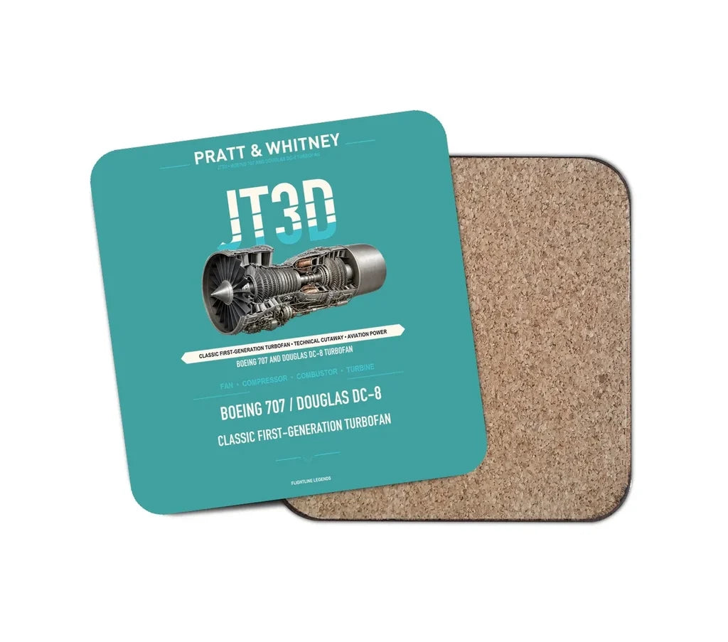 JT3D design on turquoise 1 piece coaster