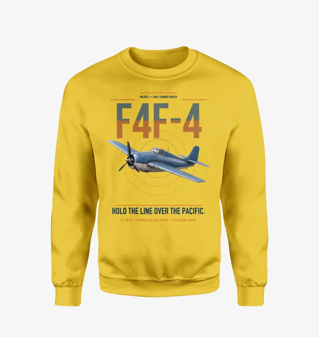 F4F-4 Wildcat design on yellow sweatshirt