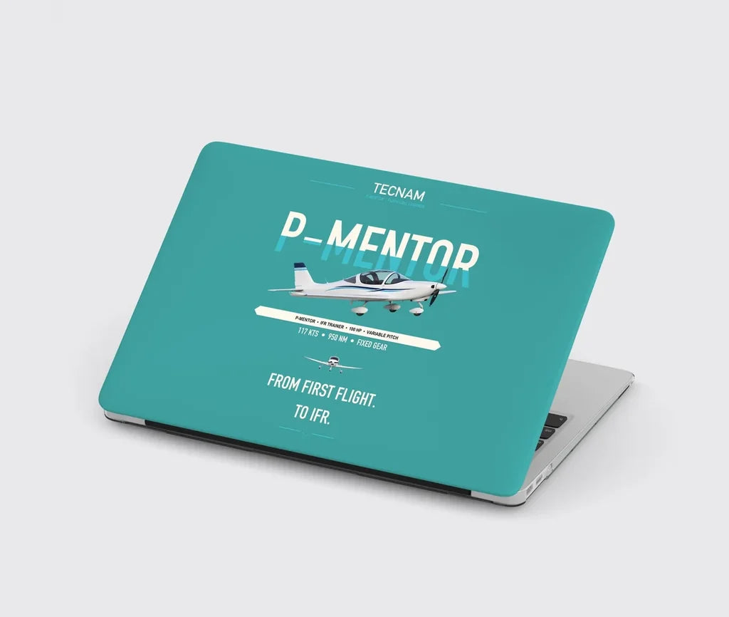 Tecnam P-Mentor design on turquoise MacBook case
