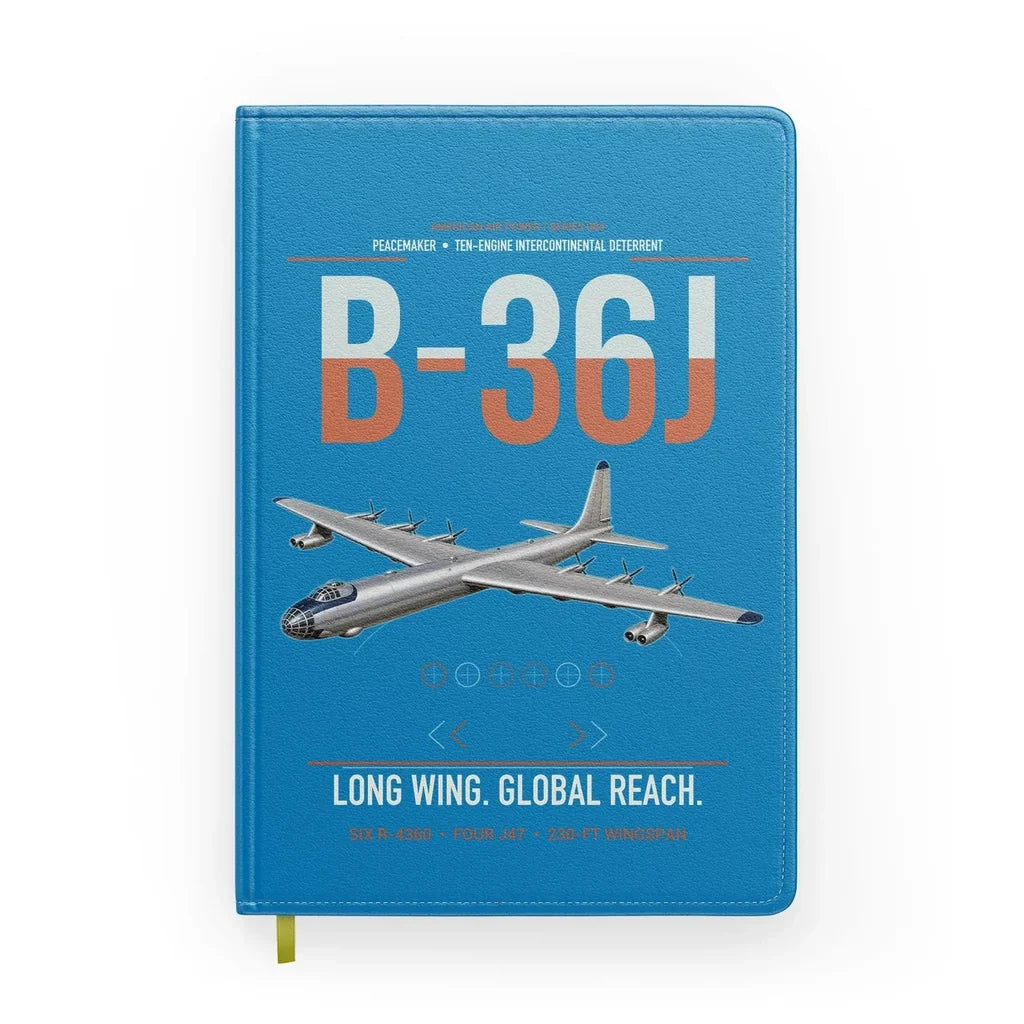 B-36J Peacemaker design on turquoise notebook