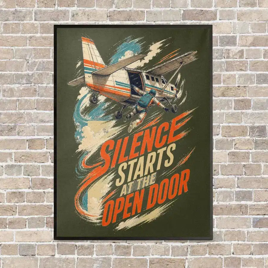 Silence Starts At The Open Door vertical canvas print - framed - green army background
