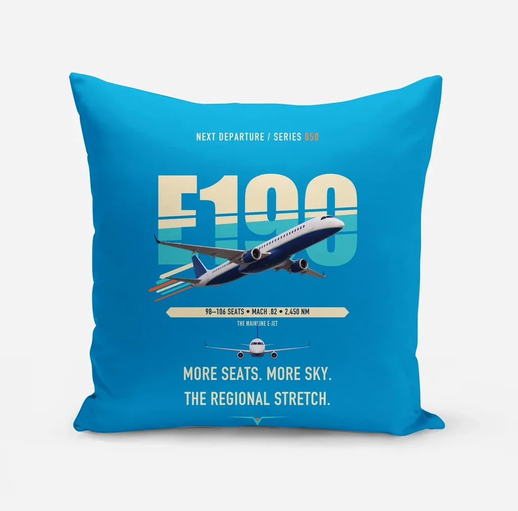 Embraer E190 design on turquoise pillow