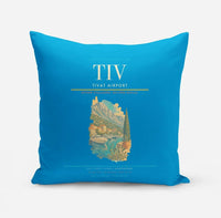Thumbnail for Tivat Airport (TIV) design on turquoise pillow
