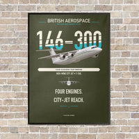 Thumbnail for BAe 146-300 vertical canvas print - framed - green army background
