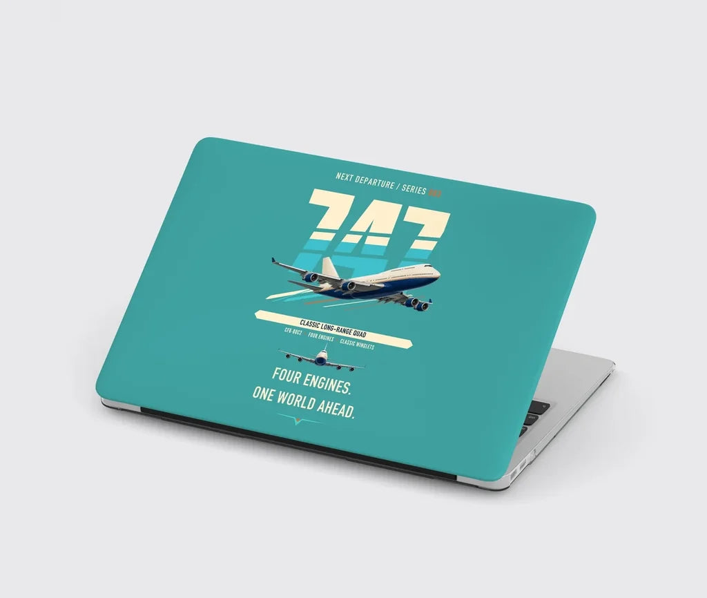 Boeing 747-400 design on turquoise MacBook case