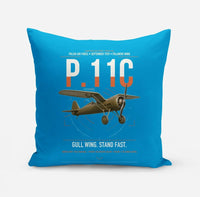 Thumbnail for PZL P.11c design on turquoise pillow