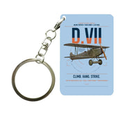 Thumbnail for Fokker D.VII design on light blue designed key chain, double-side print