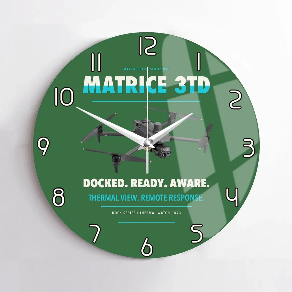 DJI Matrice 3TD design on green no frame wall clock