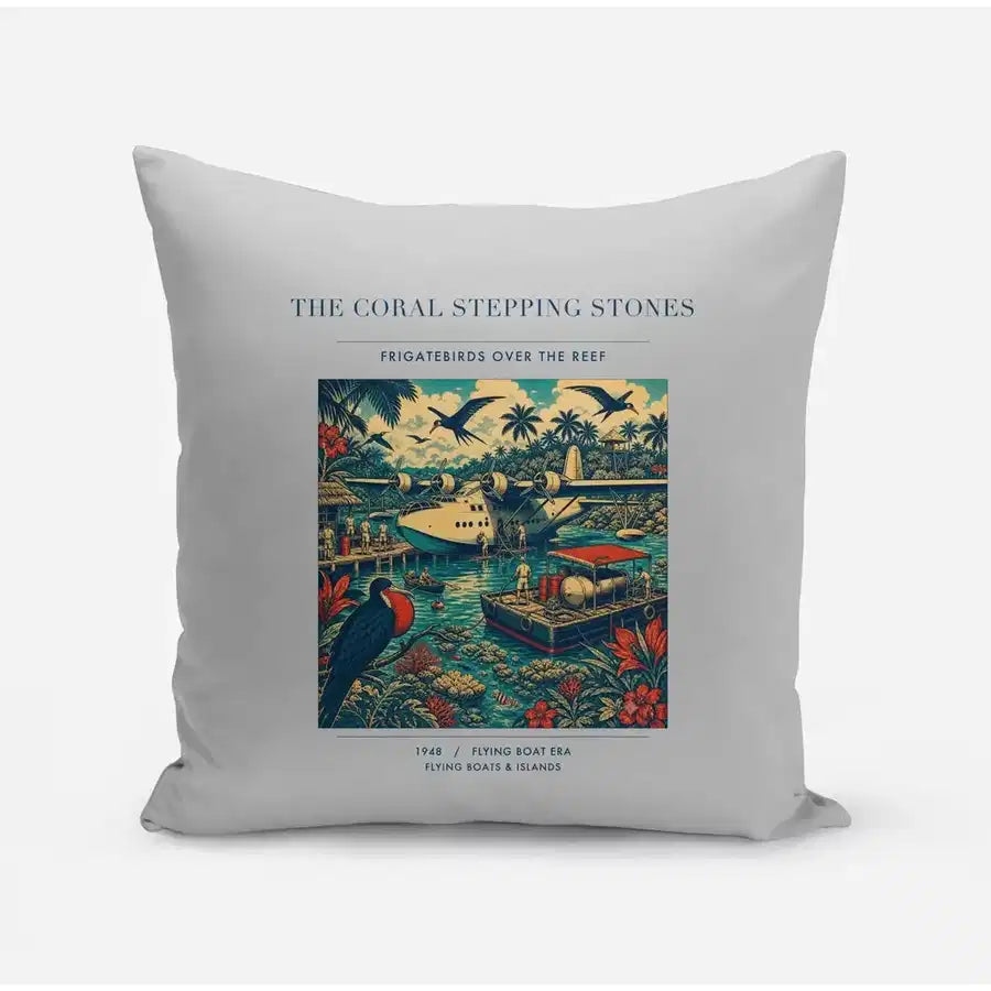 VINTAGE G4060 - The Coral Stepping Stones - Designed Pillows design on lightgray