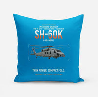 Thumbnail for Mitsubishi Sikorsky SH-60K design on turquoise pillow