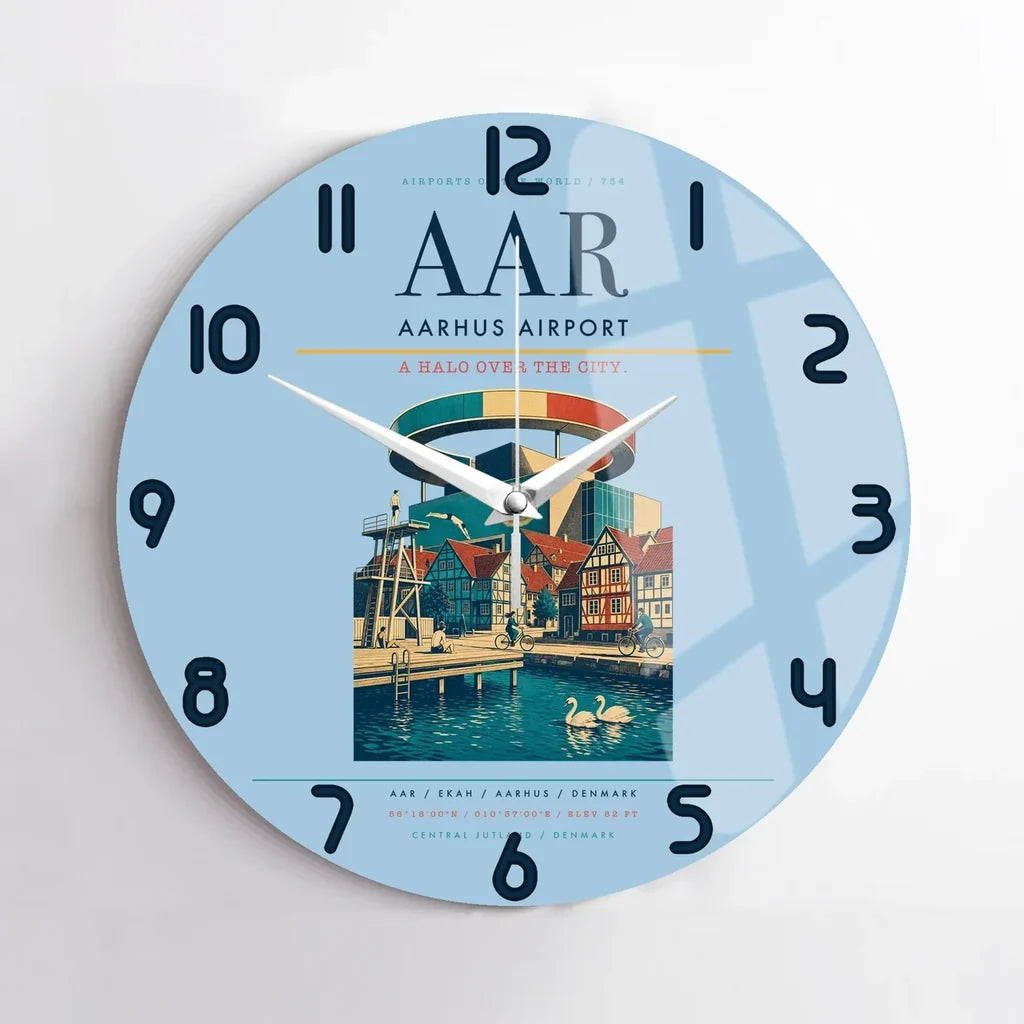 Aarhus Airport AAR Wall-Clock No-Frame - Light Blue