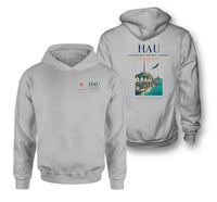 Thumbnail for Haugesund Airport, Karmøy (HAU) design on light gray double-side hoodie