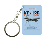 Thumbnail for KC-135 STRATOTANKER design on light blue designed key chain, double-side print