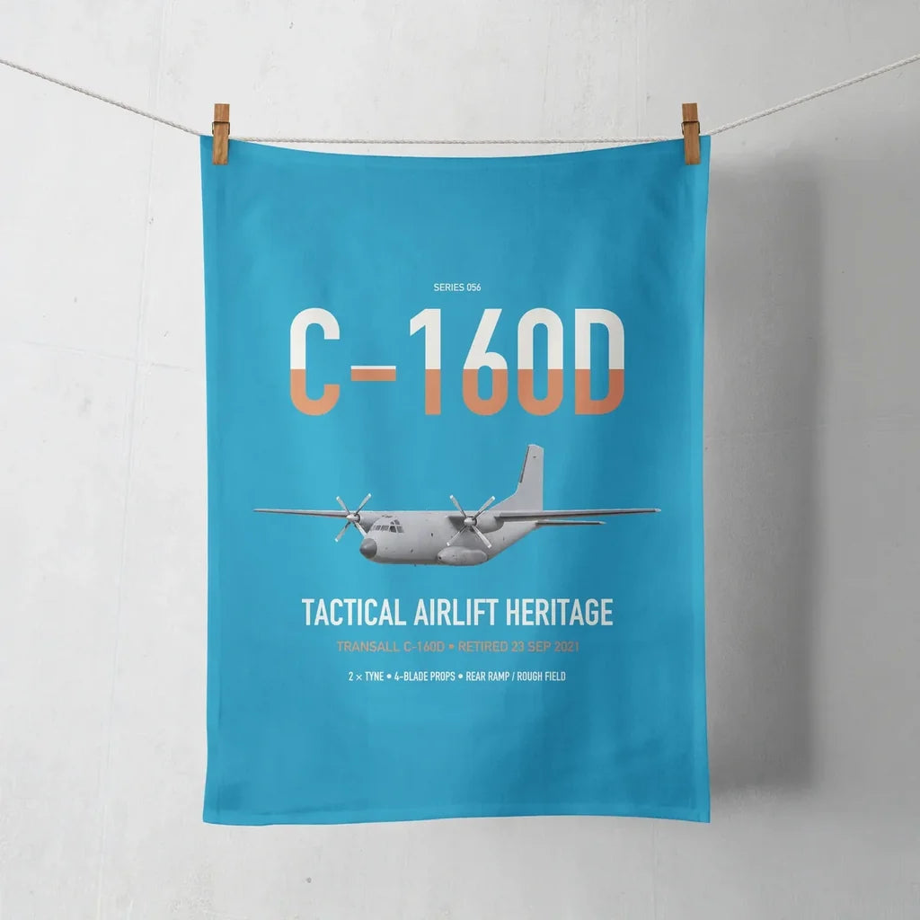 Transall C-160D design on turquoise towel