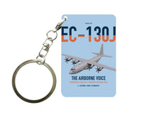 Thumbnail for EC-130J Commando Solo III design on light blue designed key chain, double-side print
