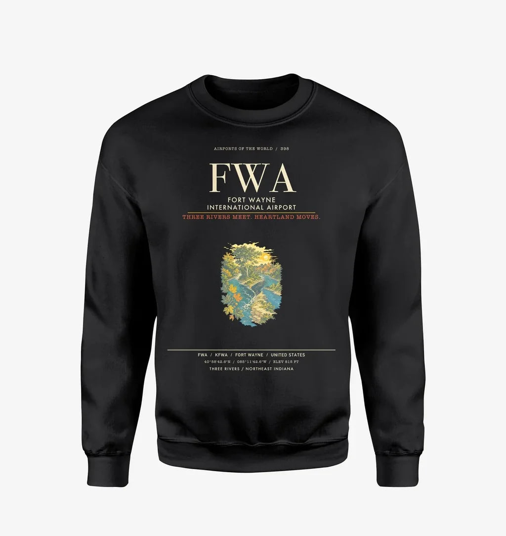 Fort Wayne International Airport FWA Sweatshirt - Black