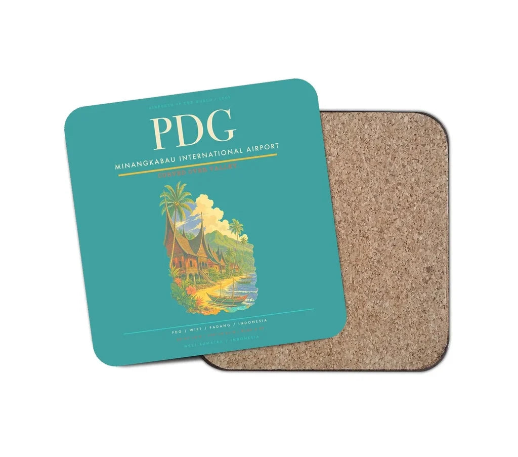Minangkabau International Airport (PDG) design on turquoise 1 piece coaster