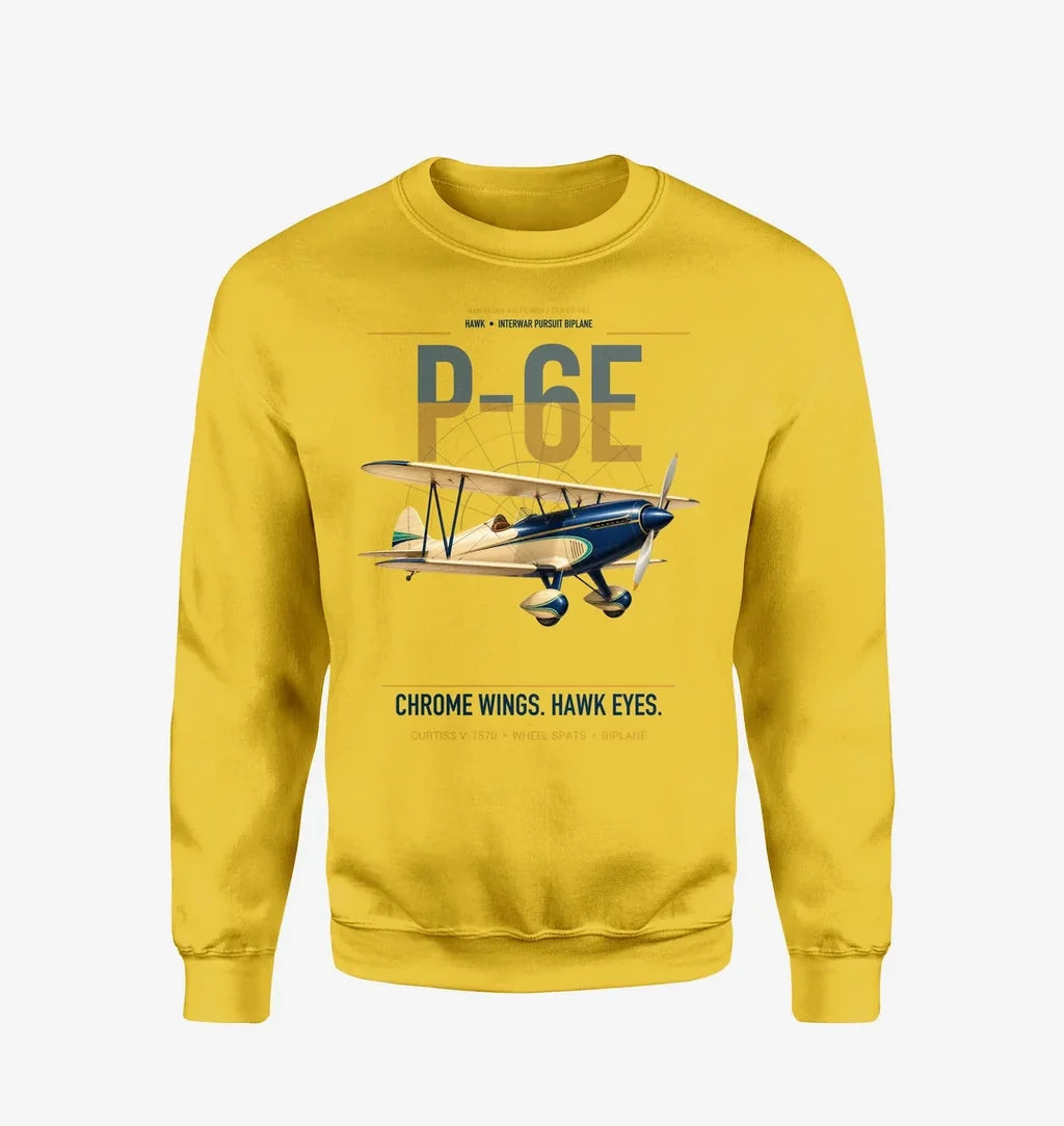 Curtiss P-6E Hawk design on yellow sweatshirt