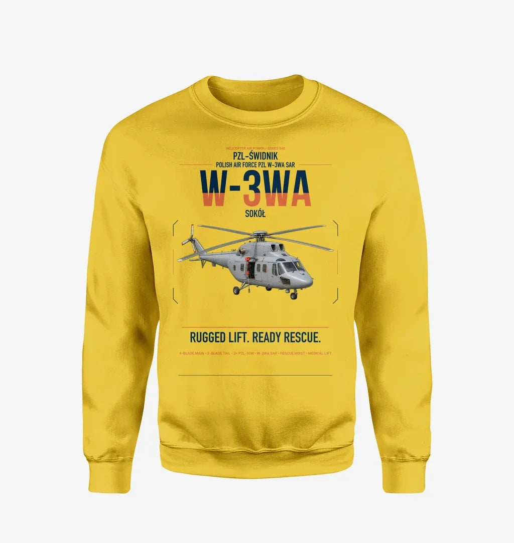 PZL-Świdnik W-3WA Sokół design on yellow sweatshirt