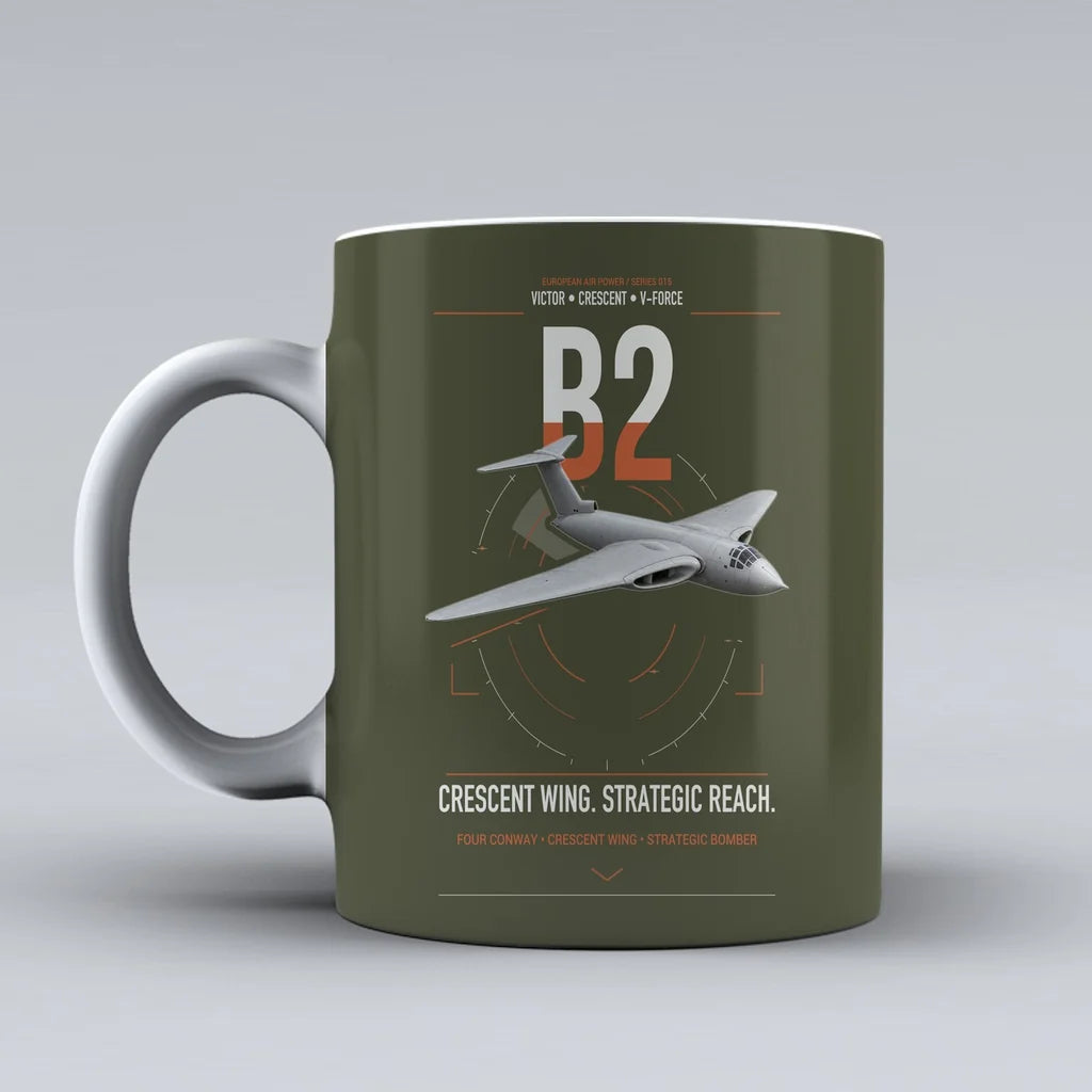 Handley Page Victor B2 design on green army ceramic mug, double-side print