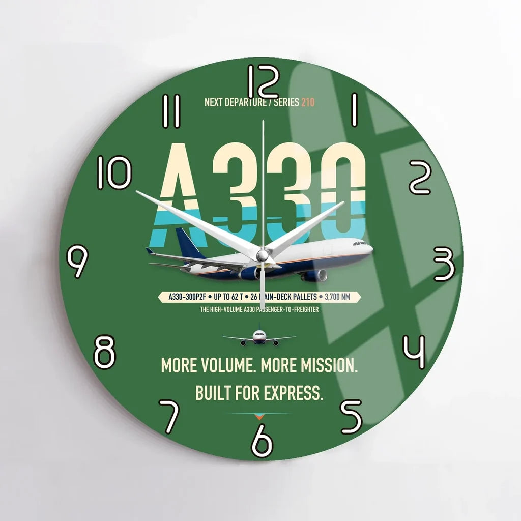 Airbus A330-300P2F design on green no frame wall clock