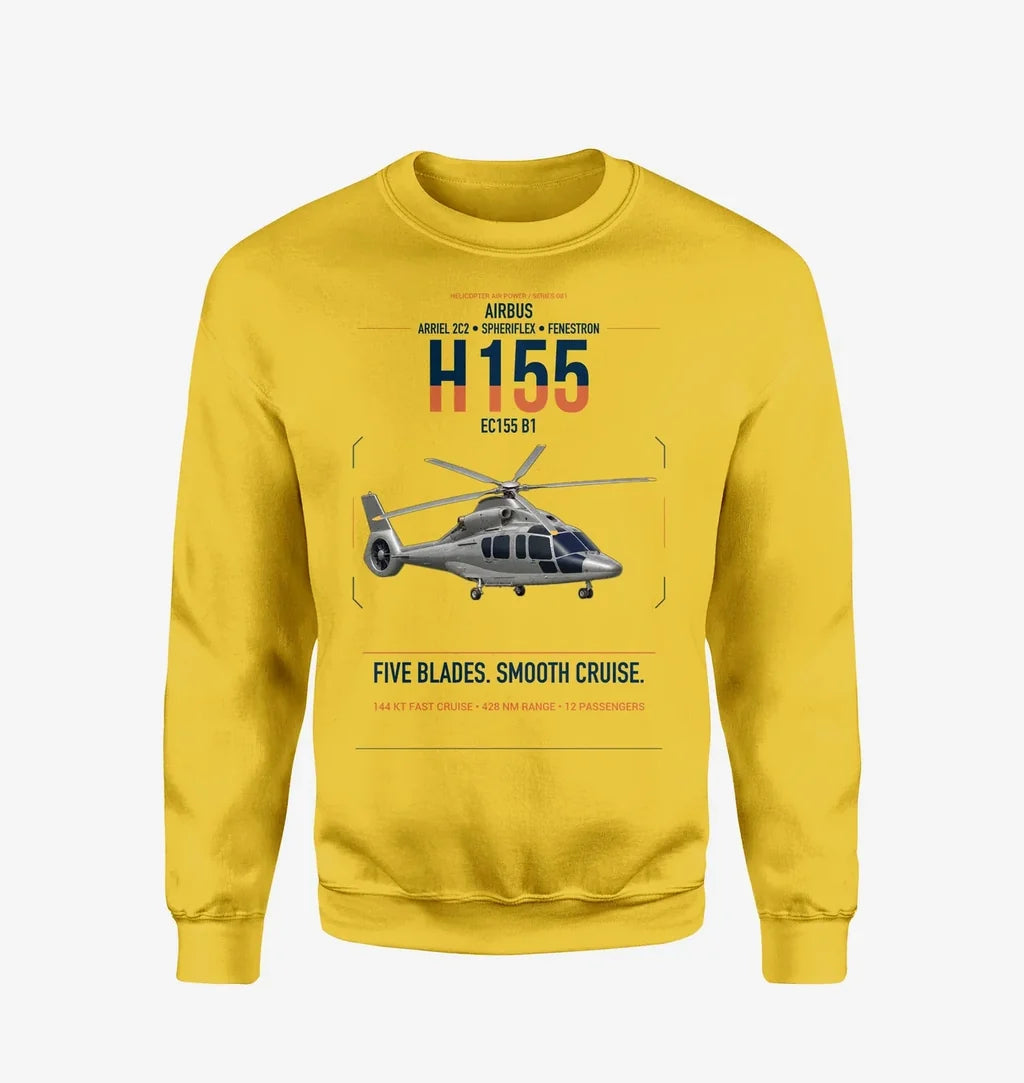 Airbus H155 EC155 B1 design on yellow sweatshirt