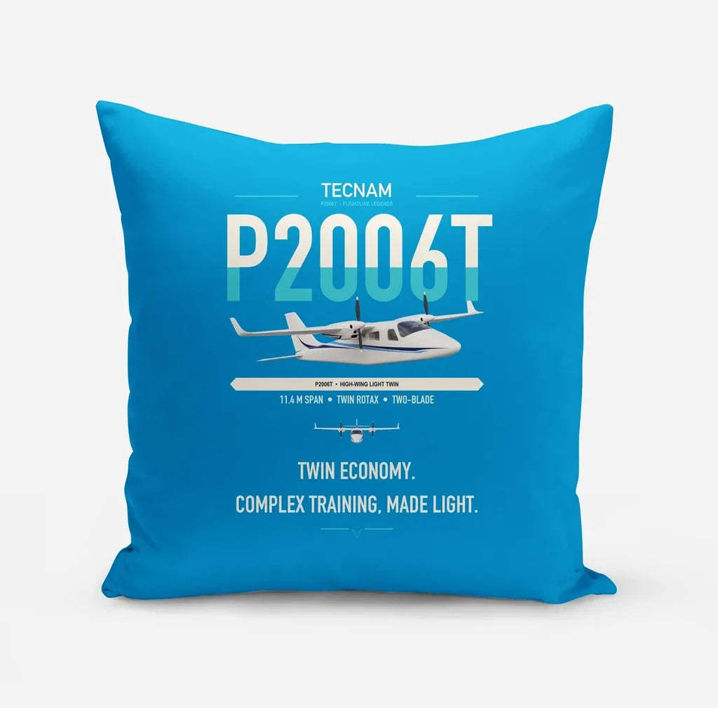 Tecnam P2006T design on turquoise pillow