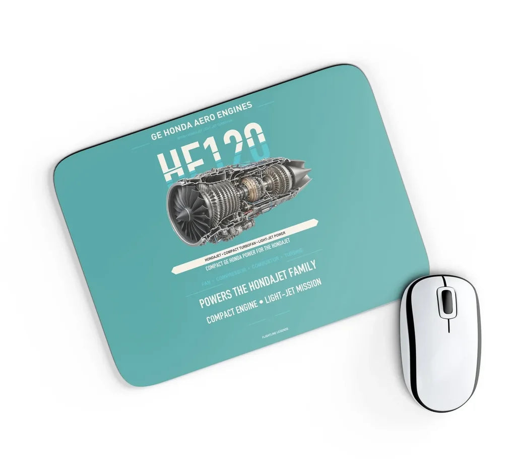 HF120 design on turquoise rectangle mouse pad
