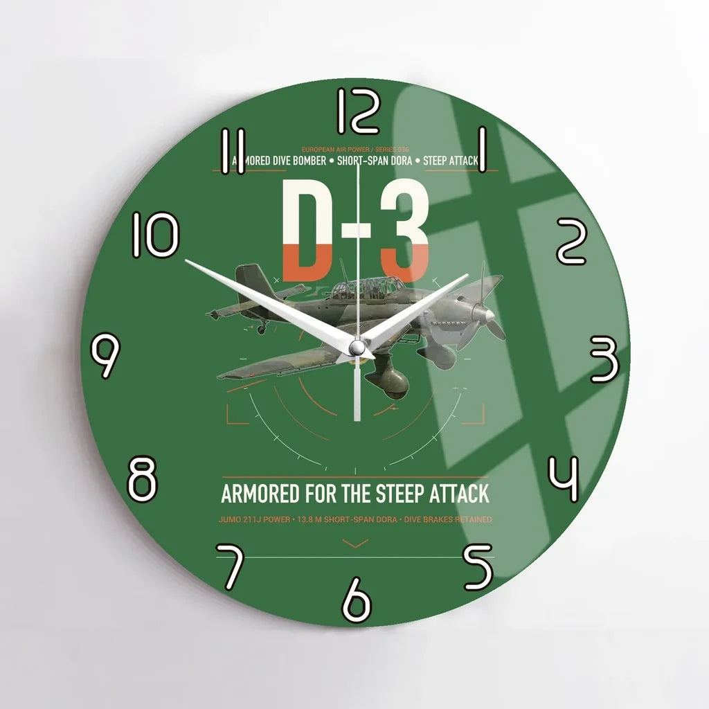Junkers Ju 87D-3 design on green no frame wall clock