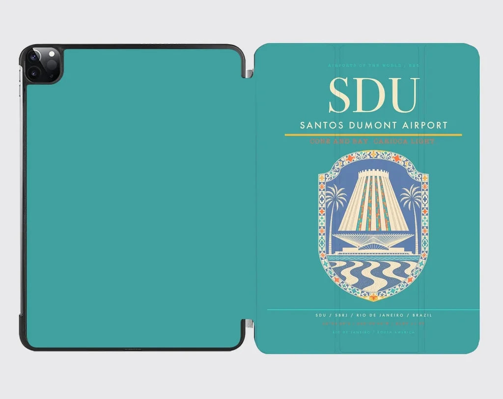 Santos Dumont Airport (SDU) design on turquoise ipad tablet case