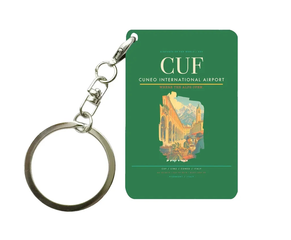 Cuneo International Airport (CUF) design on green key chain