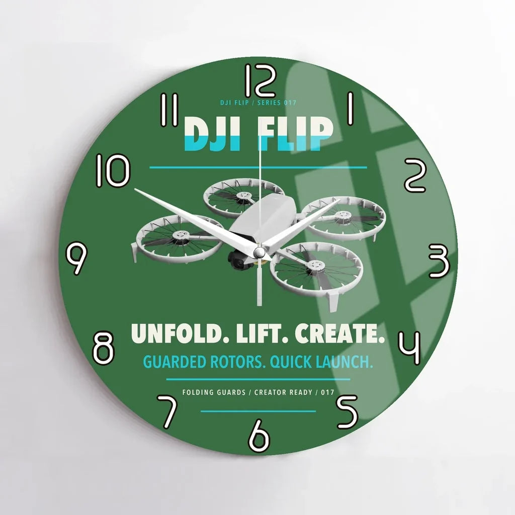 DJI Flip design on green no frame wall clock