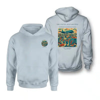 Thumbnail for VINTAGE G4388 - The County Seat Shuttle - Double-Side Hoodie design on lightblue double side