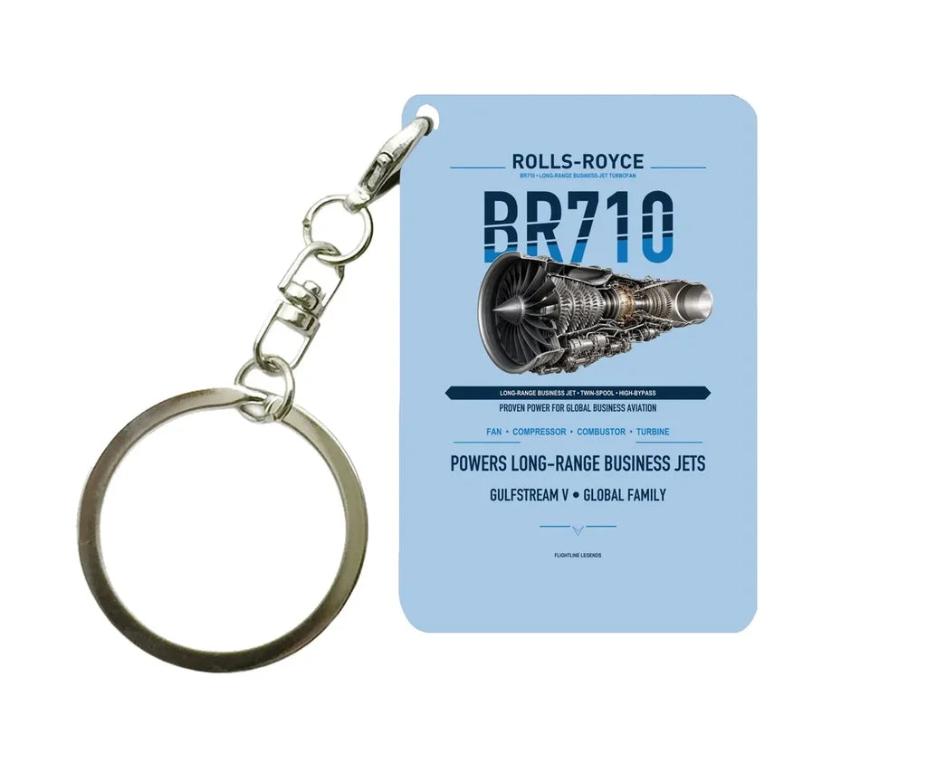 BR710 Key Chain design on light blue key chain